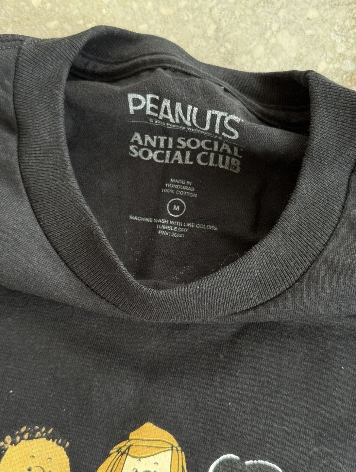 Anti Social Social Club x Peanuts Snoopy Charlie Brown Size Medium Tee BRAND NEW