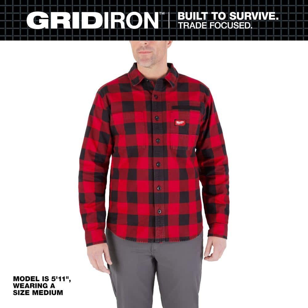 Milwaukee Men&rsquo;s Large Red GRIDIRON Flannel Shirt