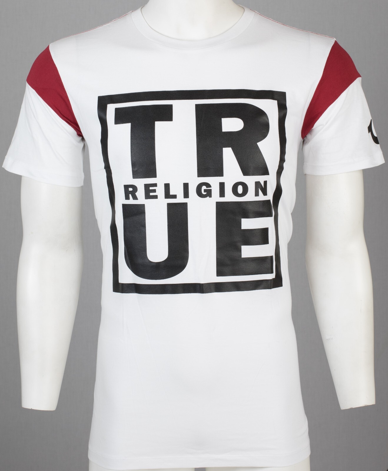 $79 TRUE RELIGION White SQUARE FOOTBALL Short Sleeve Designer Graphic T-shirt