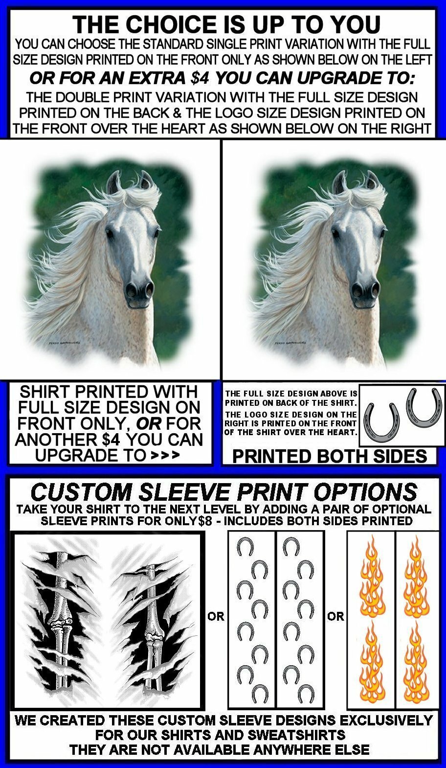 BEAUTIFUL ARAB OR ANDALUSIAN OR LIPIZZAN HORSE LONG SLEEVE T-SHIRT AB350