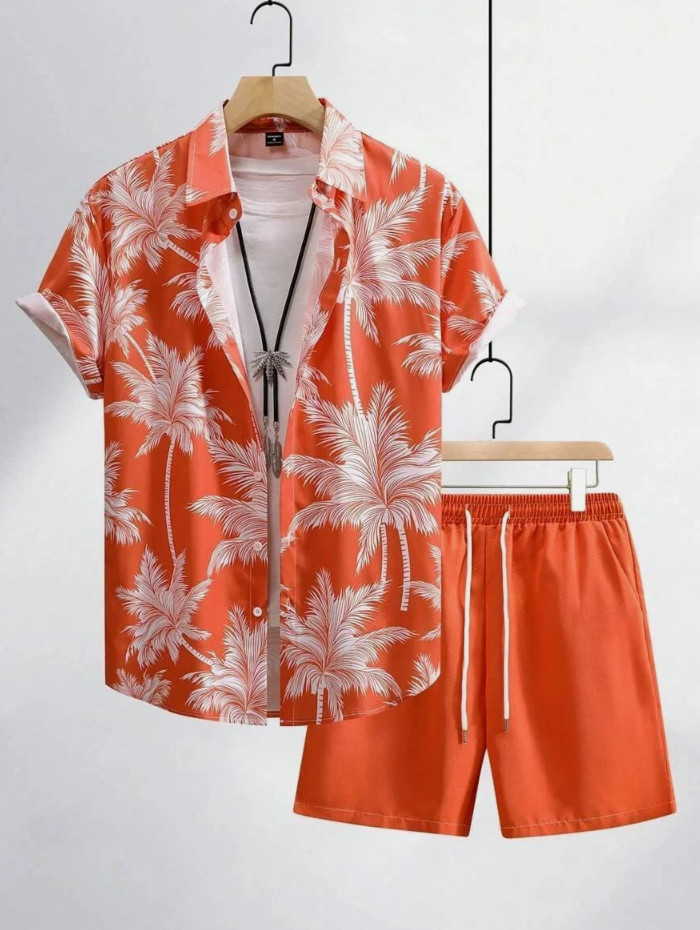Men Summer Outfit 2-Piece Set Short Sleeve T-Shirt and Shorts Sweatsuit Set
