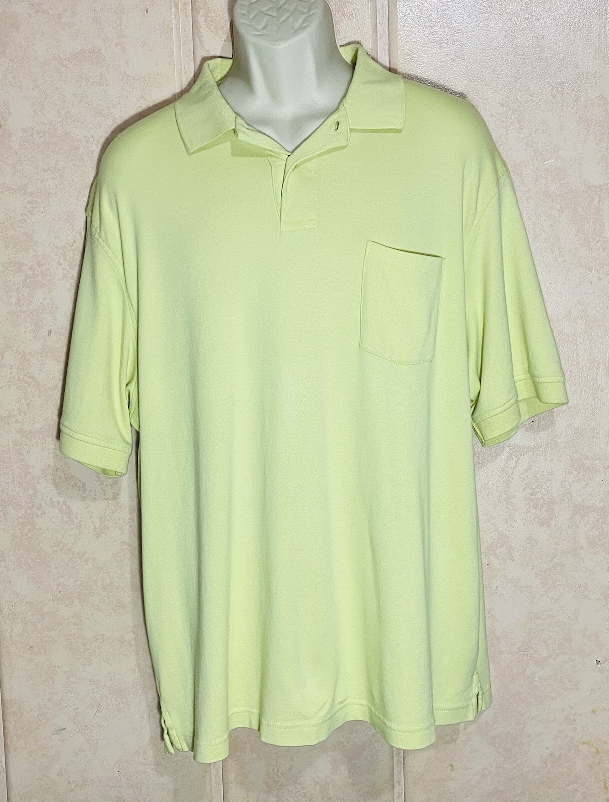 Roundtree & Yorke Polo Shirt Mens XL Yellow Short Sleeve W/ Front Pocket