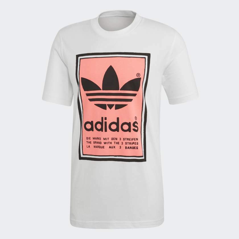 Adidas Originals Filled Label T-Shirt White/Flash Red Men&rsquo;s Medium Large BNWT