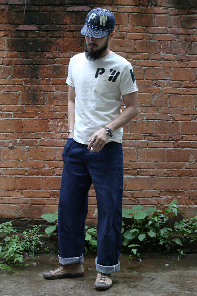 Bronson WW2 PW Pocket Tee Vintage Prison Style Short Sleeve T-Shirts Natural T