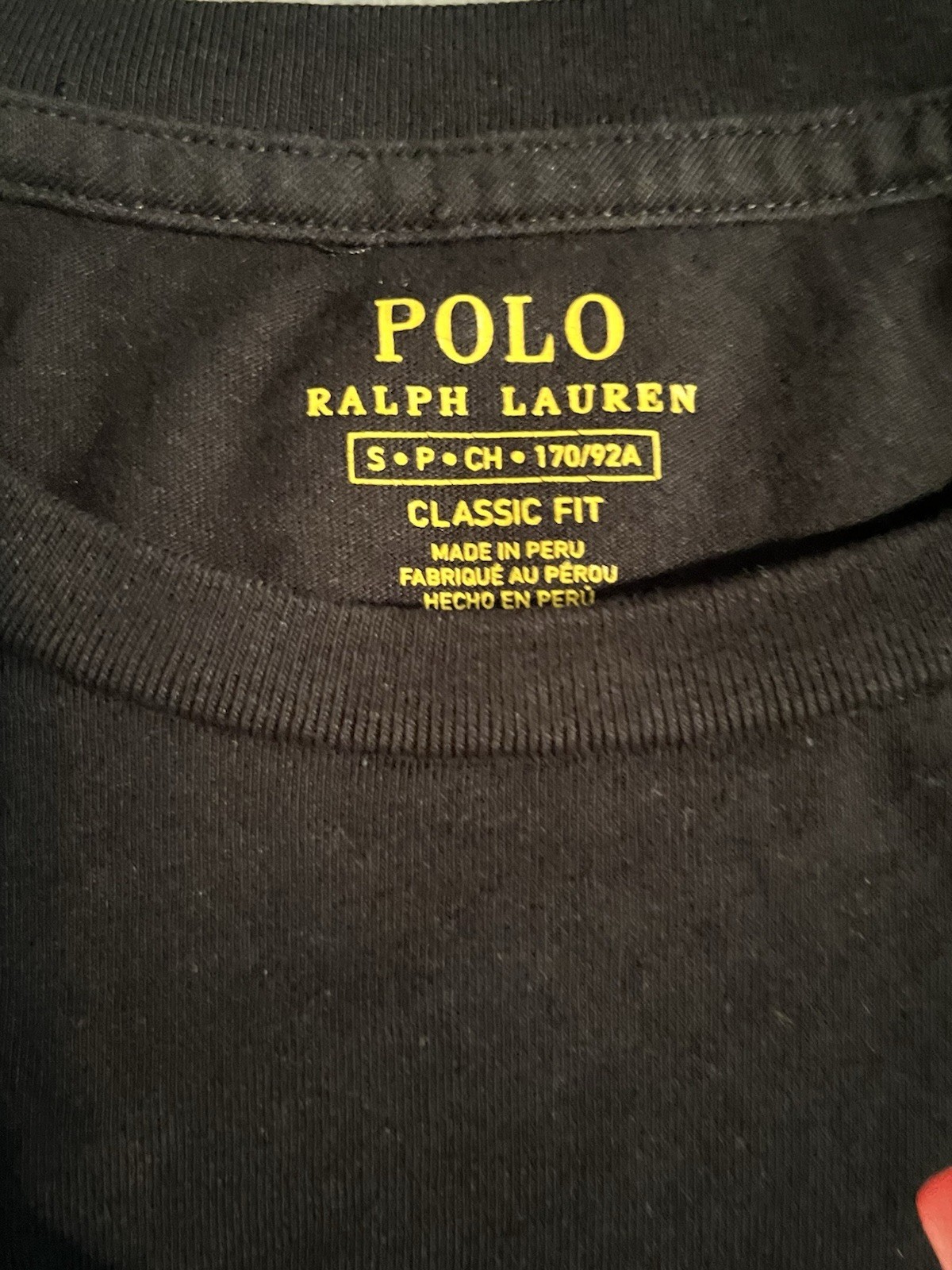 Polo Ralph Lauren T-Shirt Mens Small Black Big Pony Logo Graphic Tee Cotton