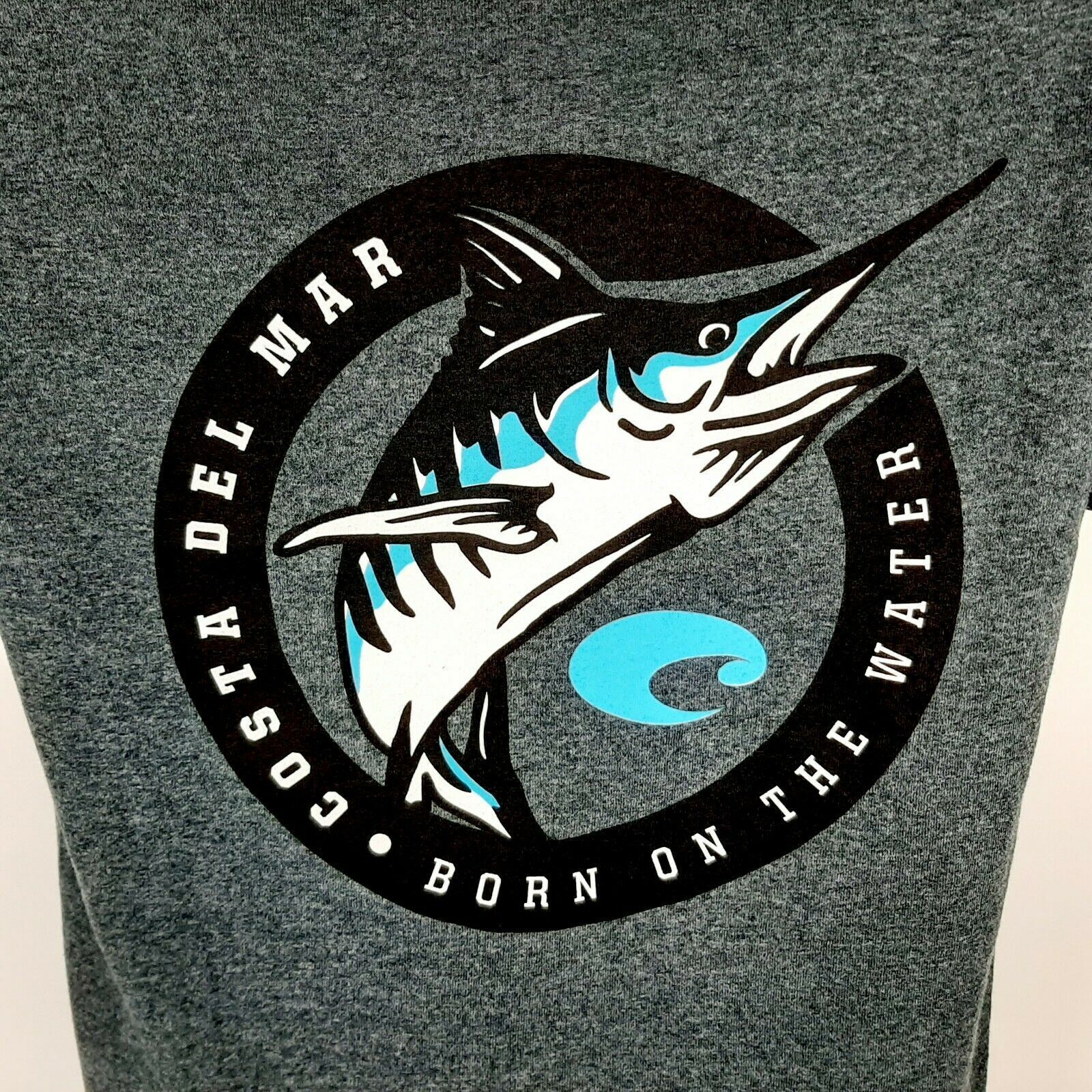 Costa Del Mar Born On The Water Men&rsquo;s T-shirt Size S Gray Poly-cotton Blend DN20