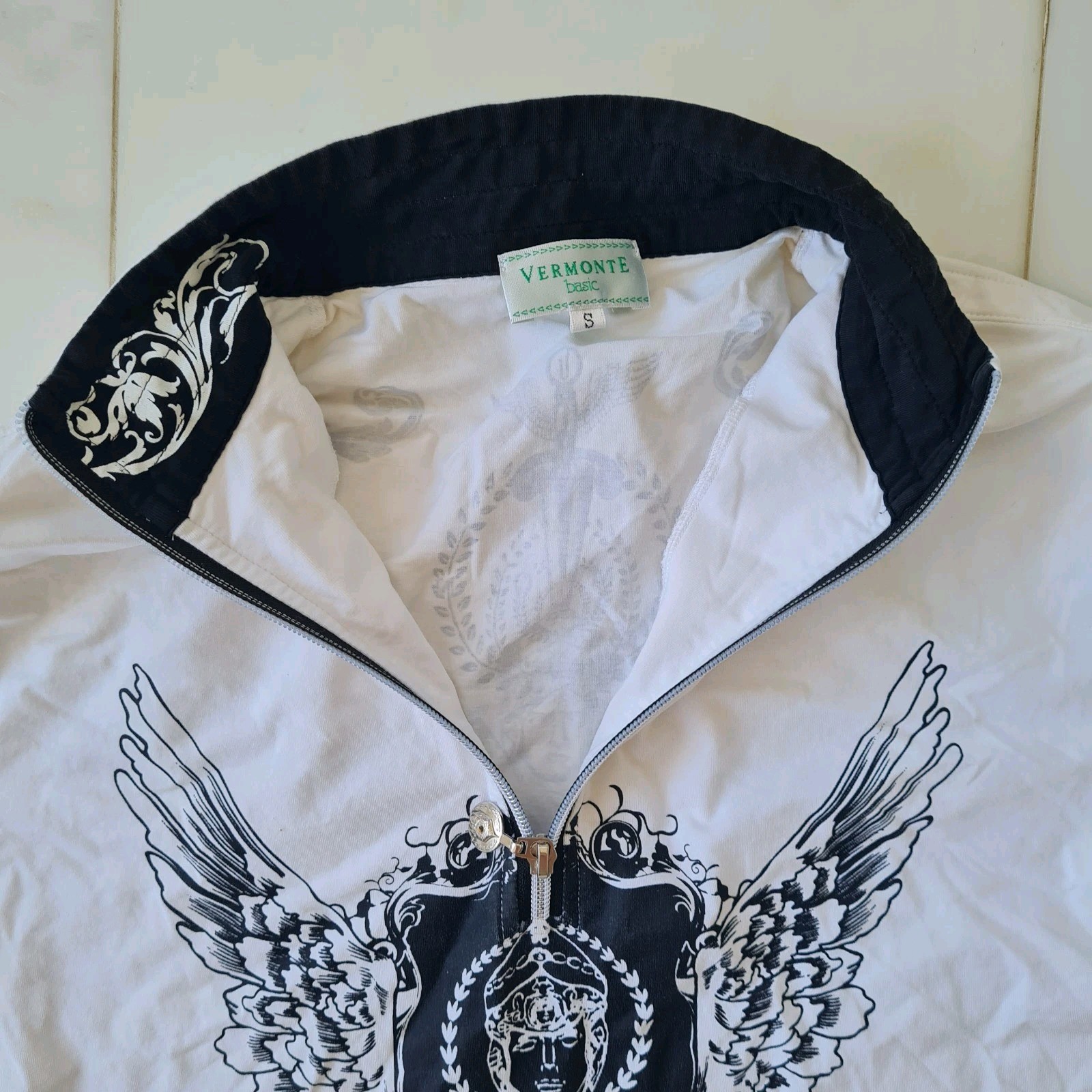 International Male Roma Vermonte Top Shirt Zip Stretch Muscle S Black White