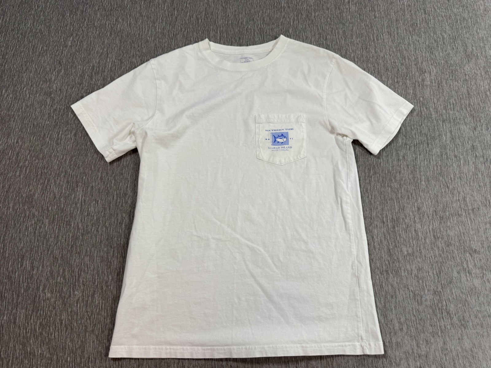 Southern Tide Shirt Mens Small White Kiawah Island South Carolina Fish Tee