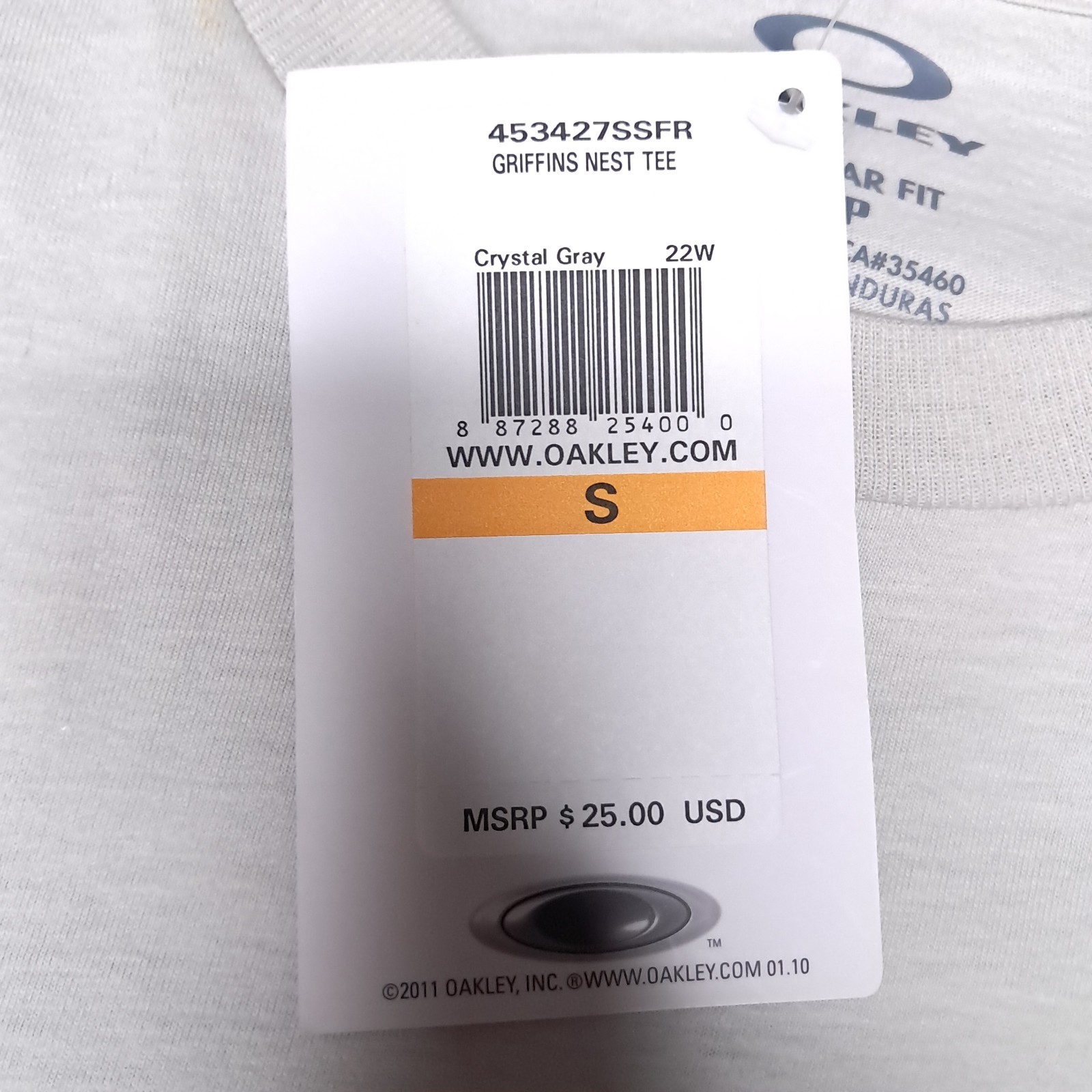 Y2K Oakley Griffen T-shirt Mens Small Crystal Gray Big « O » Logo Spellout