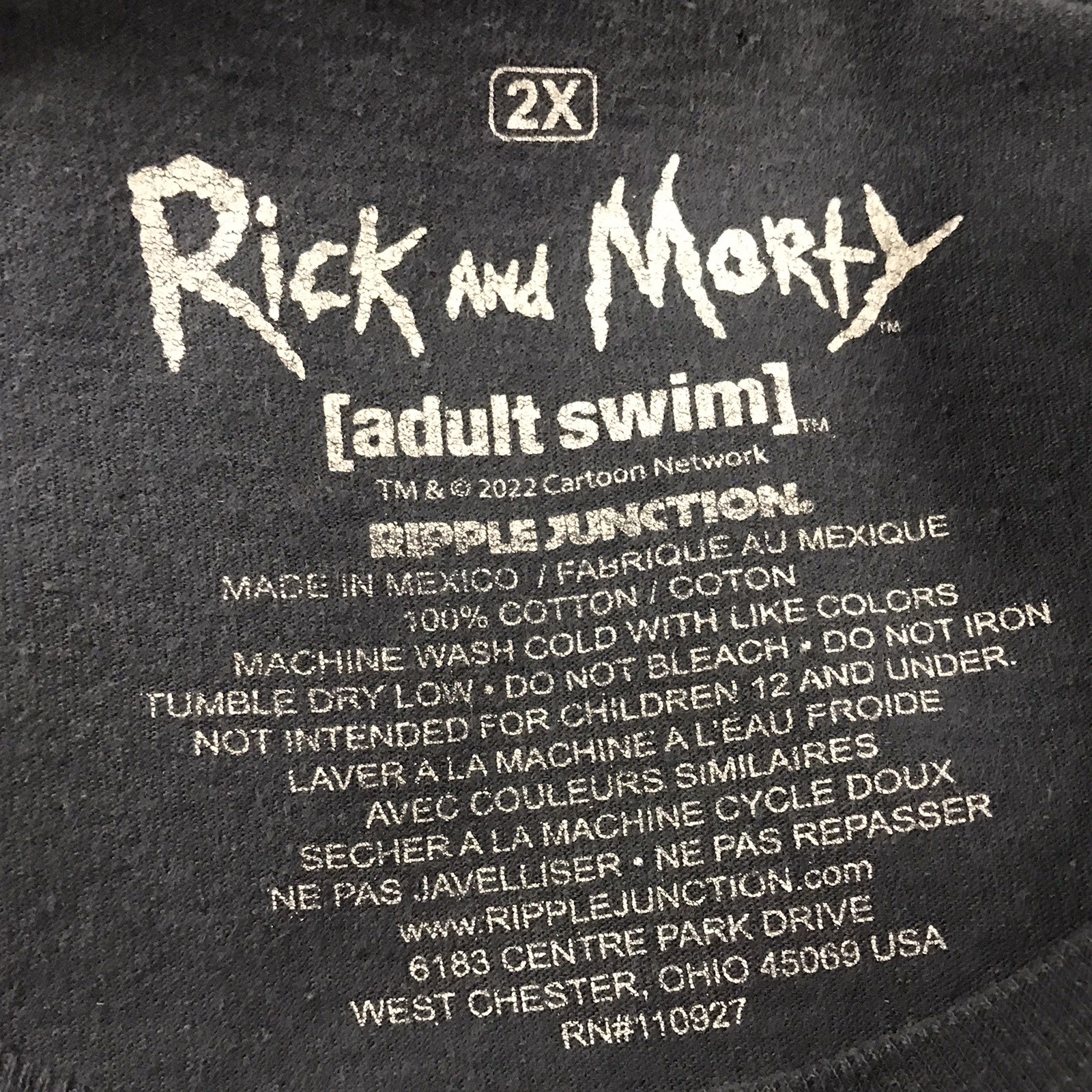 ADULT SWIM RICK AND MORTY CAST GRAPHIC T-SHIRT NAVY BLUE MENS SIZE 2X