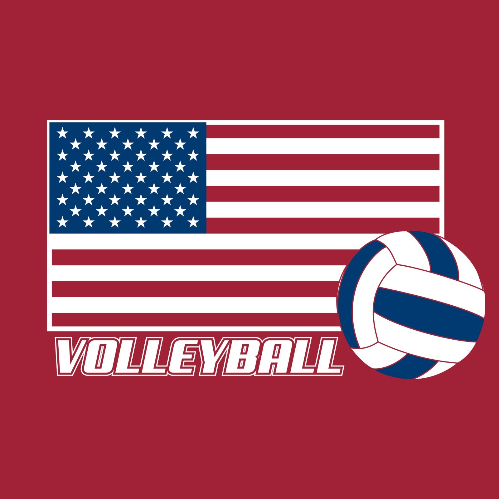 Volleyball USA Flag Ball T-Shirt – Cardinal
