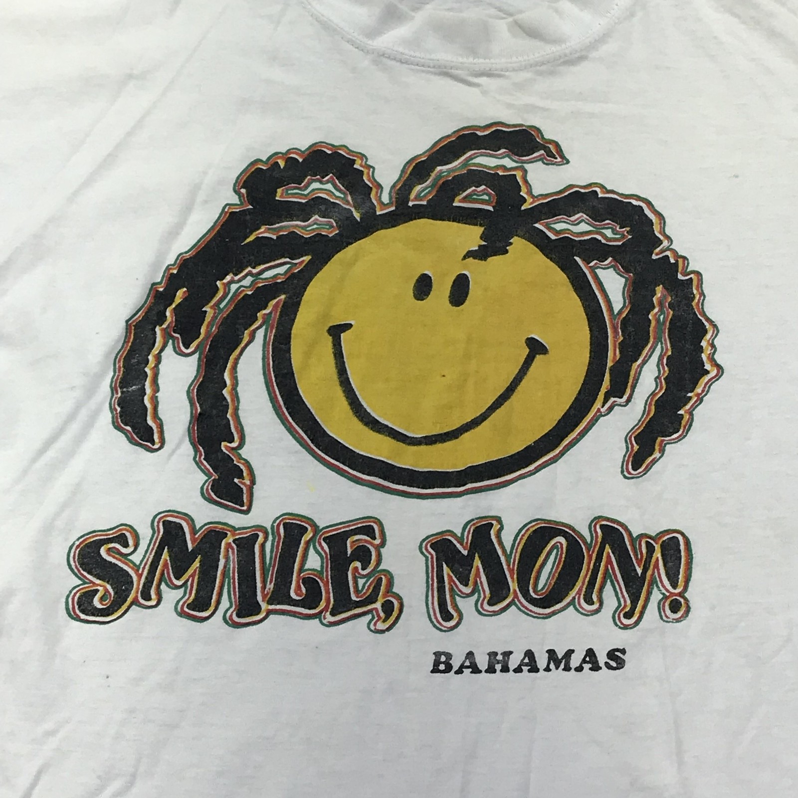 Dorsett Tee&rsquo;s Shirt Mens 2XL White Smile Mon Bahamas Smiley Face Tee Graphic