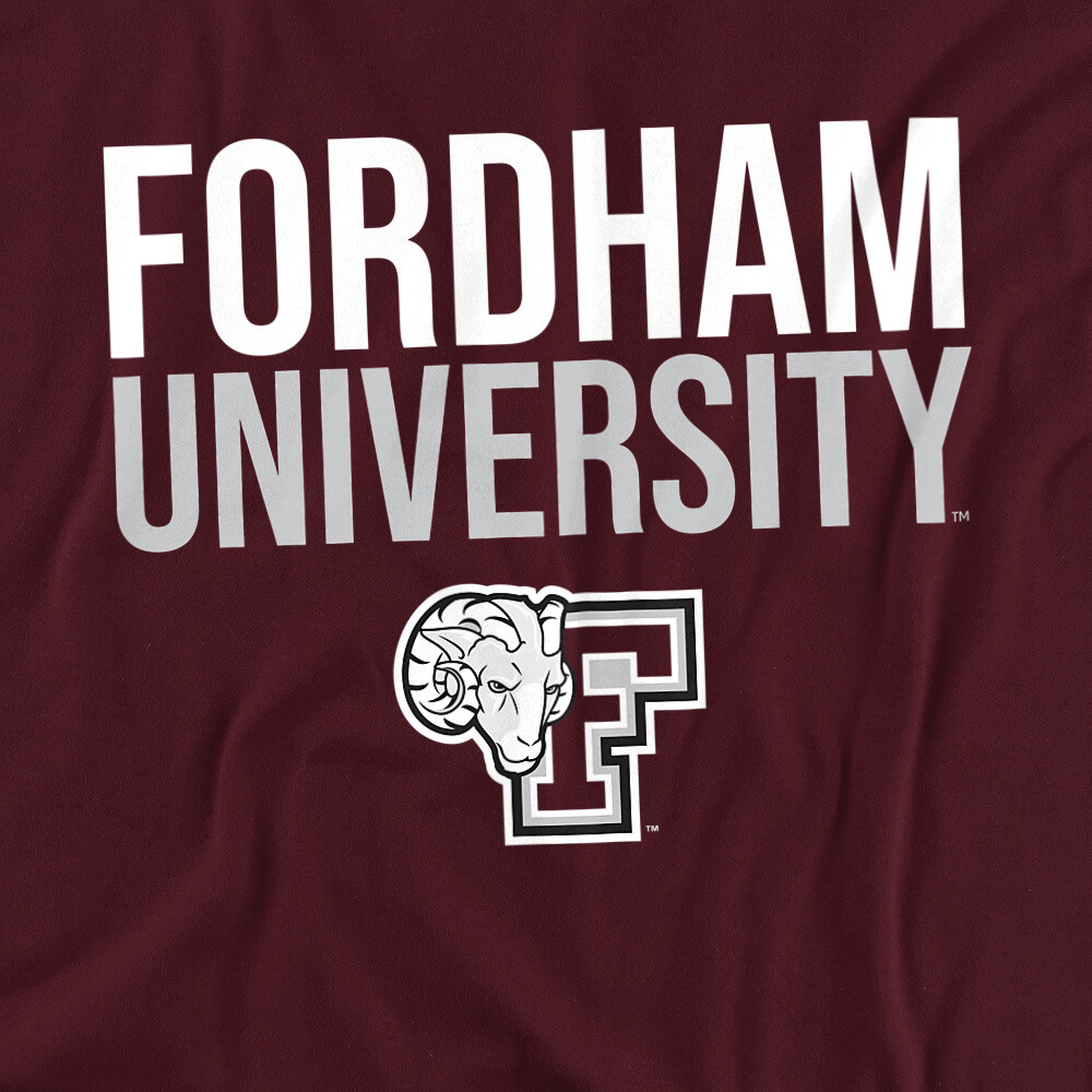 Fordham University Adult T-Shirt Stacked, Maroon, S-3XL
