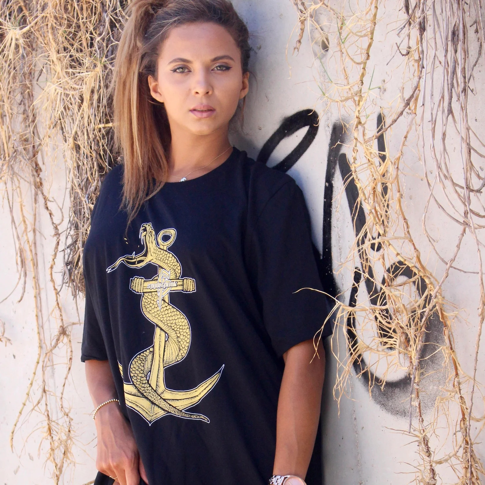 T Shirt Spyderpunk Snake & Anchor Tee Custom Printed Unisex Label Made In USA