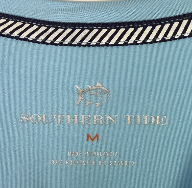 Southern Tide MEDIUM Long Sleeve Classic Logo Performance Tee Blue NWT MSRP $55