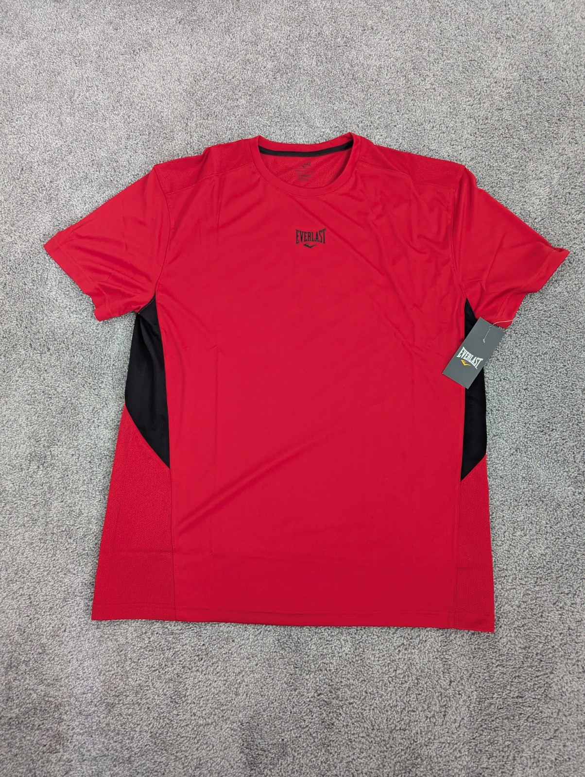 Everlast EverDri T Shirt Men&rsquo;s L Red and Black Semi-Fitted Stretch Workout NWT