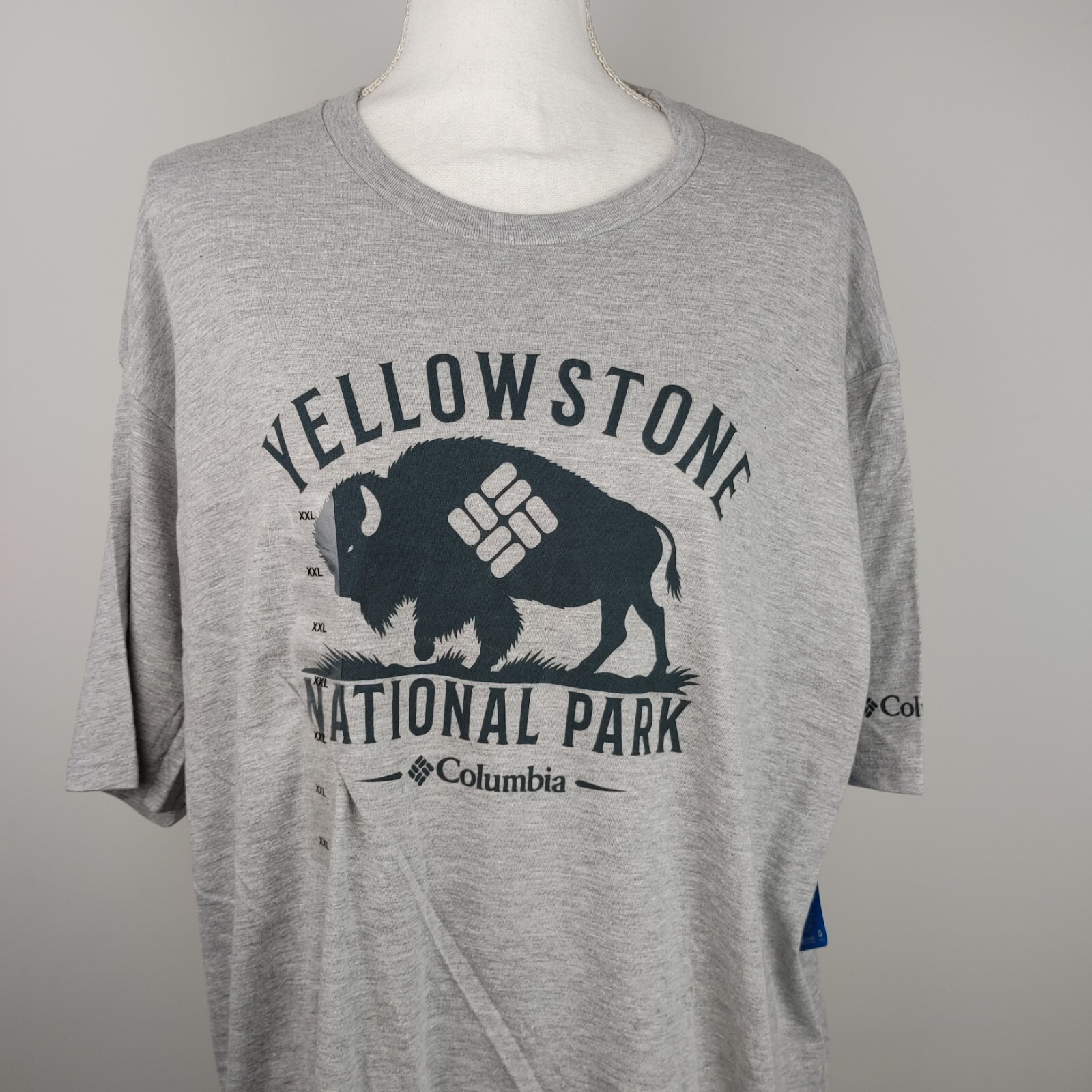 Columbia Men&rsquo;s Graphic XXL Top Short Sleeve Shirt T-Shirt Gray Yellowstone NP