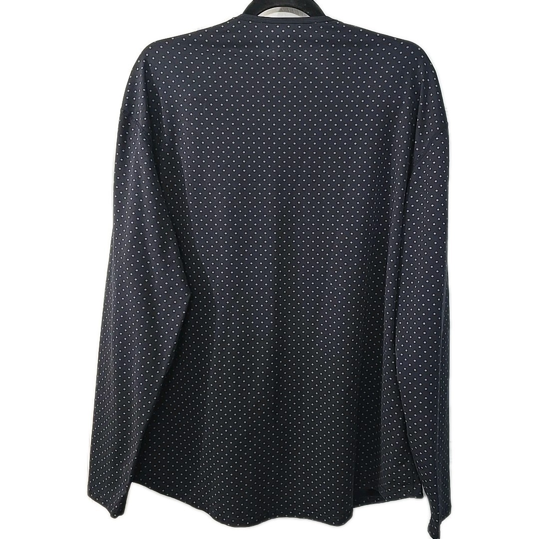 BYLT Shirt Mens Size XXL Blue Knit Polka Dot Drop Cut Long Sleeves Lux Tee