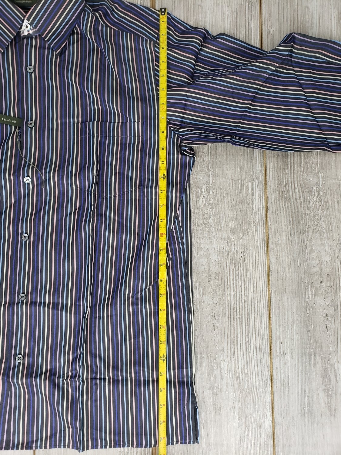 Ermenegildo Zegna Classic Fit Men&rsquo;s Dress Shirt L Multicolor Single Chest Pocket