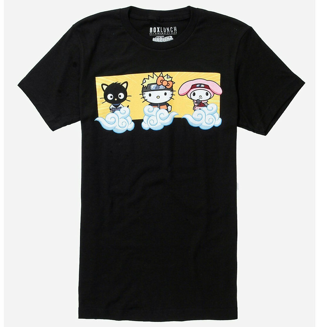 Anime Naruto Shippuden x Hello Kitty and Friends Akatsuki Clouds Tee Shirt New