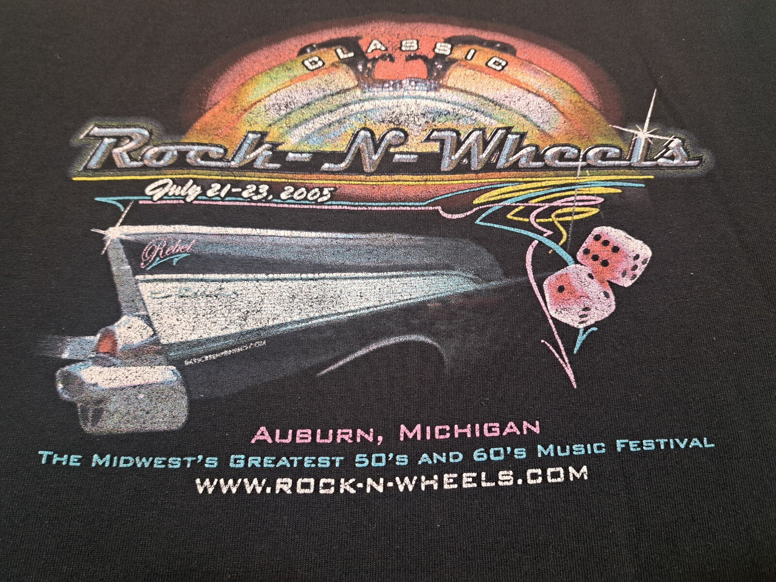 Rock -N – Wheels T Shirt Auburn Michigan Music Festival 2005 Has Flaws XL