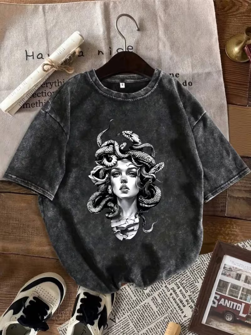 Men&rsquo;s 210g Heavyweight Washed Distressed 100% Cotton T-Shirt – Vintage American