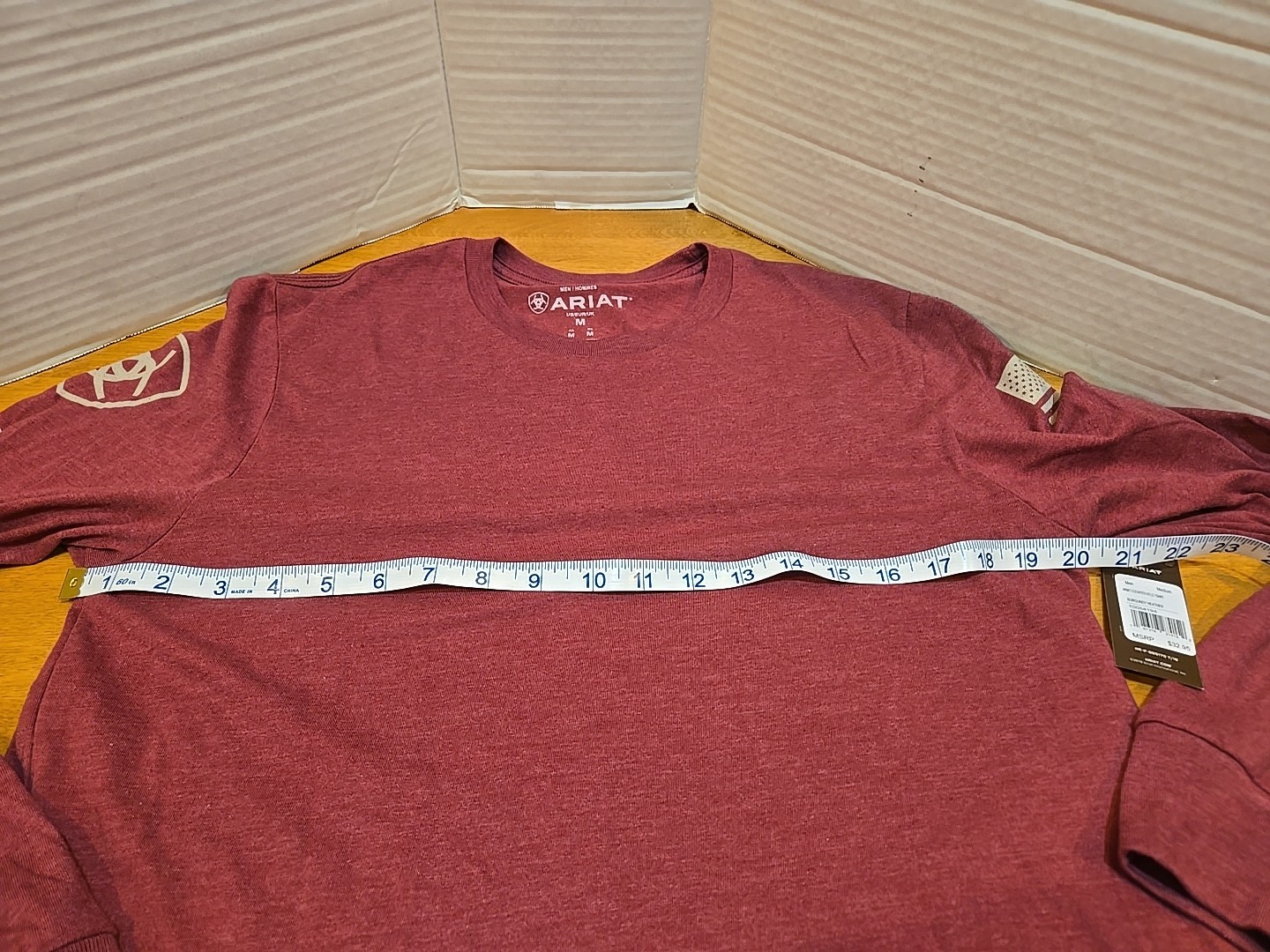 Ariat Elevated LS T-shirt Men&rsquo;s M Double-Sided Est 1993 Flag USA Outdoor