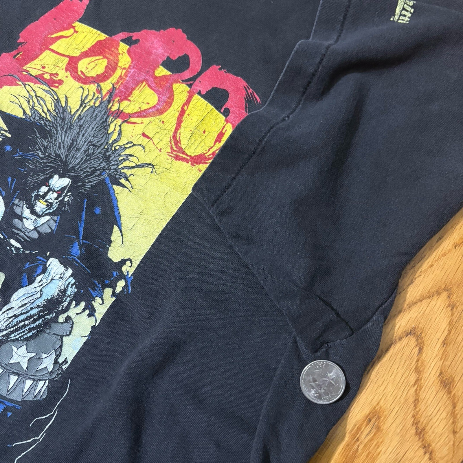 Vintage 1991 DC Comics Lobo Faded Black Graphic Tee Crew Neck M