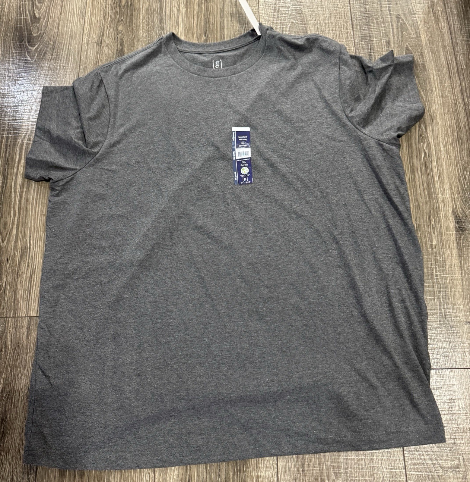Big Men&rsquo;s GEORGE Moisture Wicking Gray Crew Neck T-shirt Size 3X(54-56) NWT