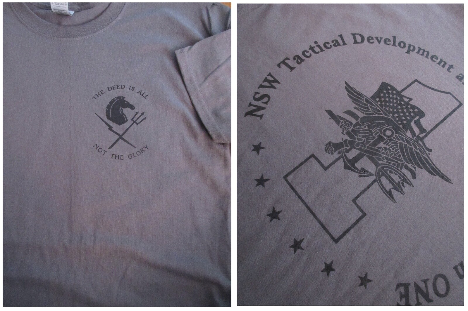 Navy Seals Black Squadron Devgru Silk Screened T-Shirt Gray Large US 6oz