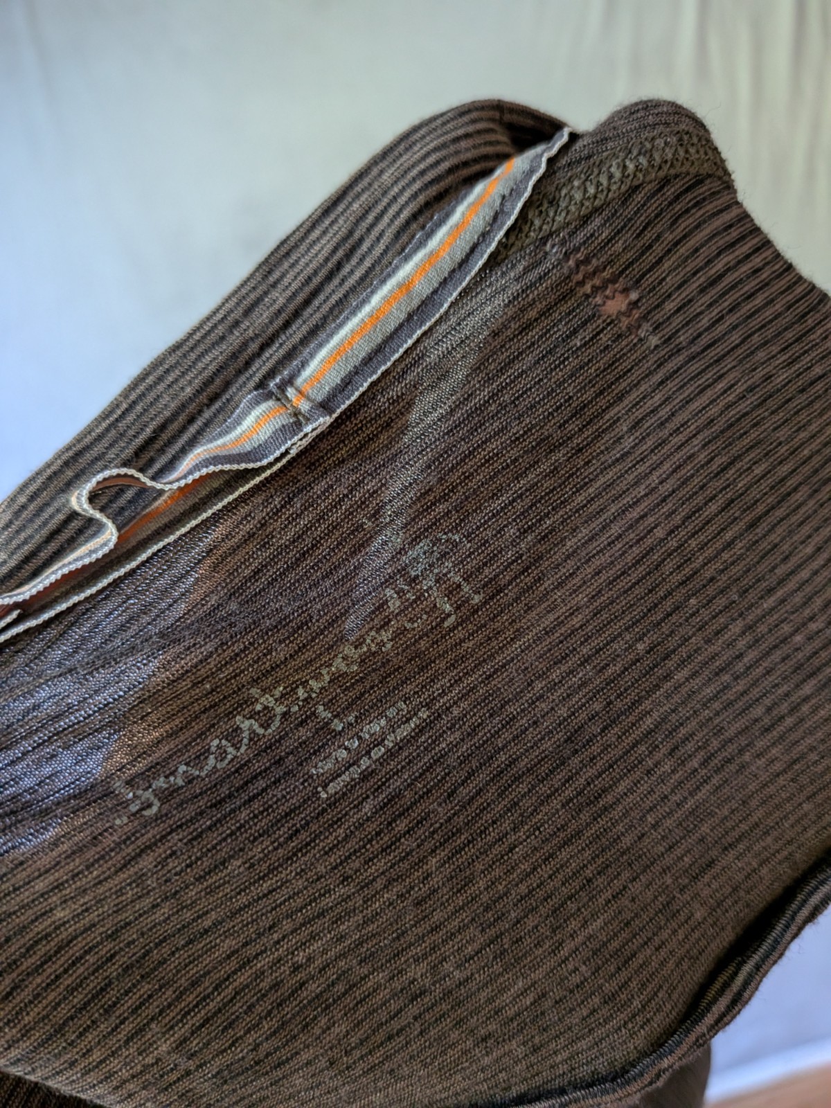 Smartwool Merino Wool Base Layer Top Men&rsquo;s Large Brown Striped FLAWS* SW0SN705