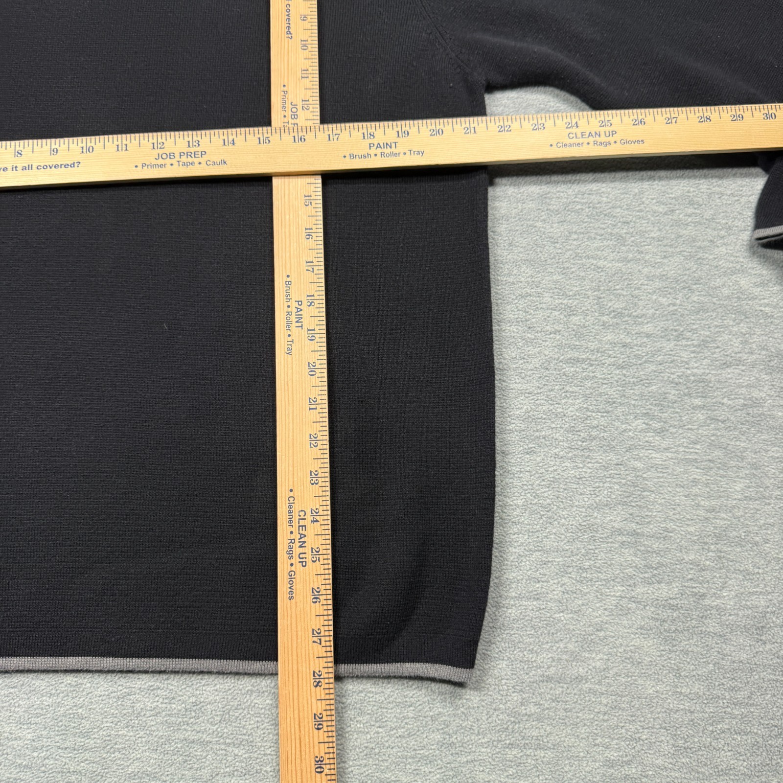 Geoffrey Beene Sweater Mens Large Black Gray Striped Crewneck Acrylic Cotton Kni