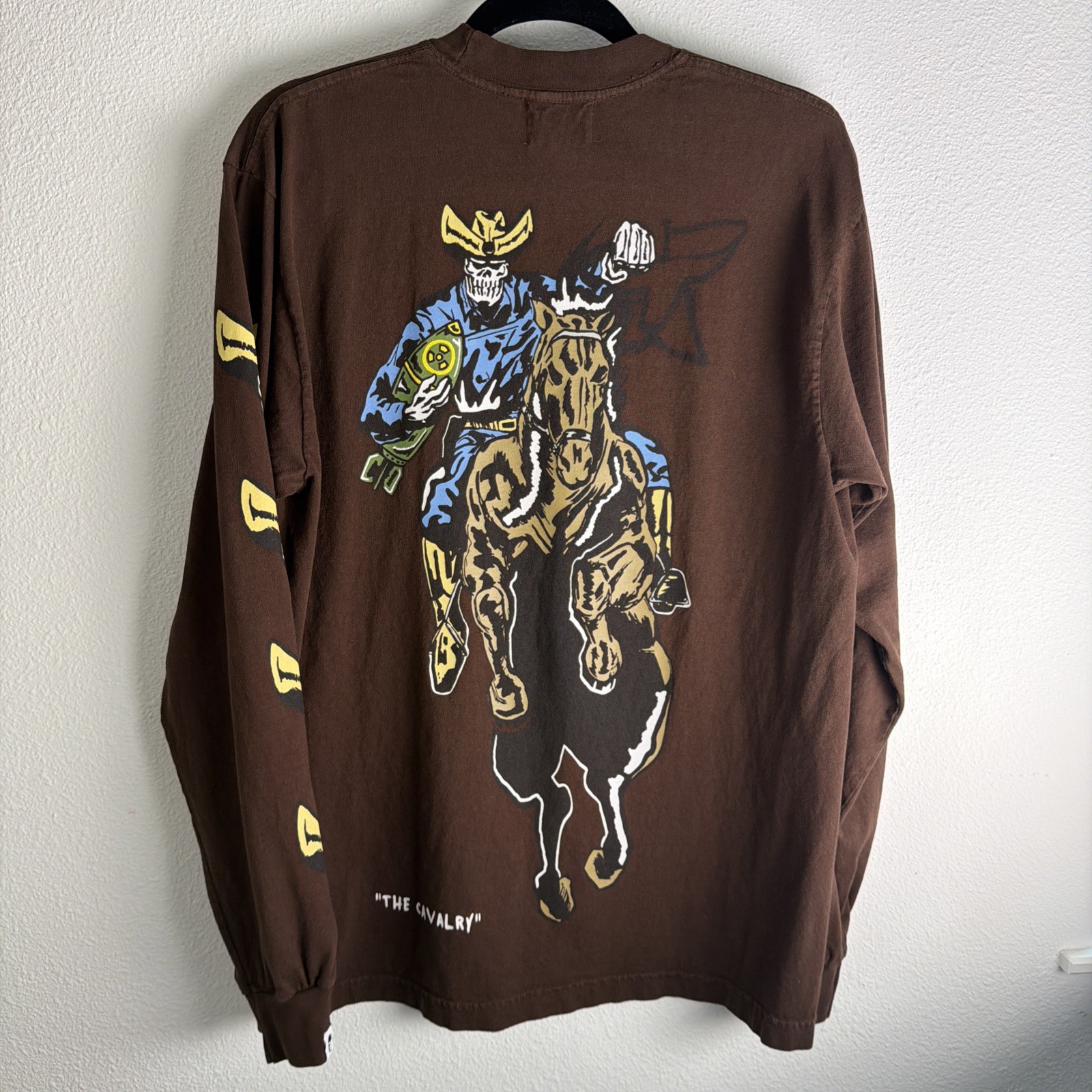 Warren Lotas Brown Nuke Cowboy Long Sleeve Tee Shirt Size M