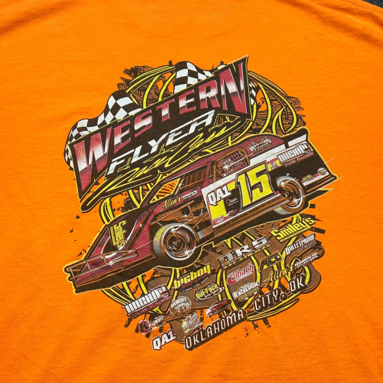 Western Flyer Race Cars Shirt Sz 3XL Men Orange Skater Dirt Track Racing Graphic