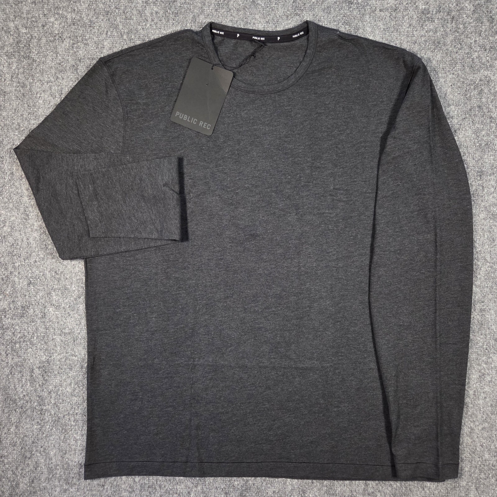 NWT Public Rec Go To Tee Shirt Mens XXL Heather Charcoal Gray Long Sleeve Crew