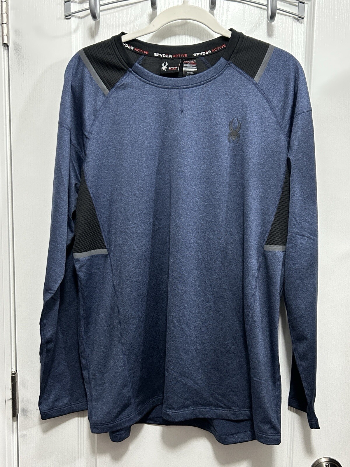 Spyder Active Shirt Mens M Blue Black Long Sleeve Performance Pro Web Top
