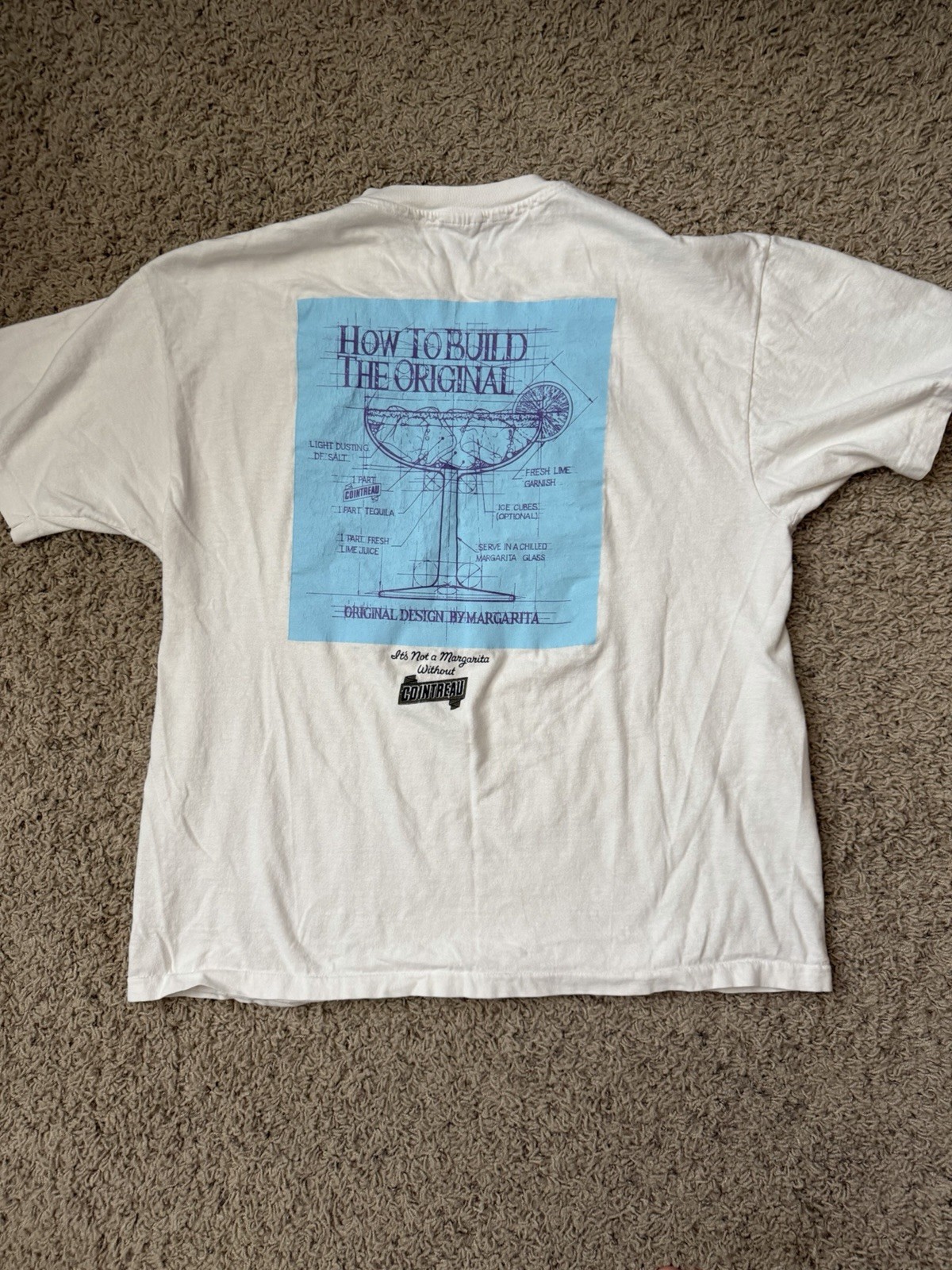 Vintage Single Stitch Cointreau Margarita White Tee Made In USA Size XL