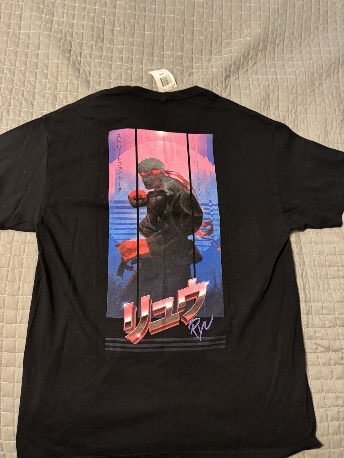 Street Fighter Ryu T Shirt Mens Large Black Capcom Graphic Tee Anime Gaming