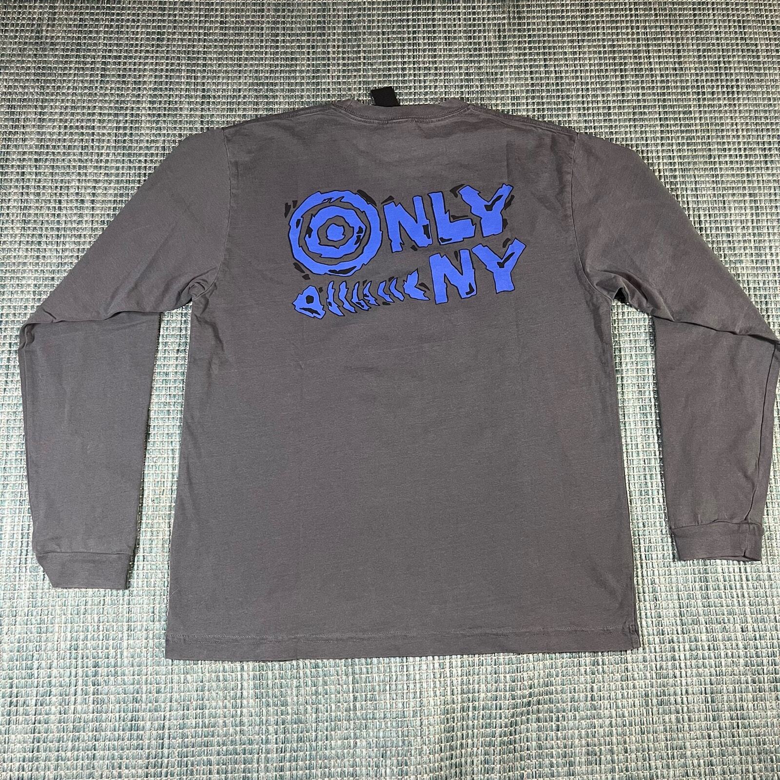 Only NY Fish Bone Longs Sleeve T Shirt Gray Adult Sz XS New