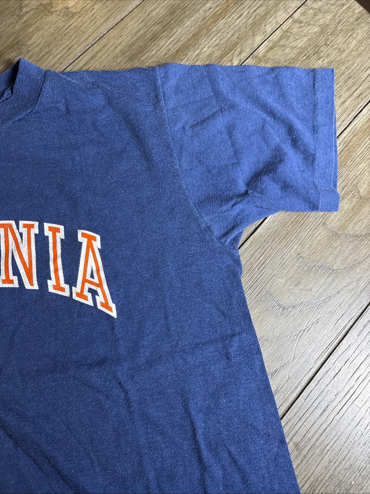 Vintage 70s 80s Virginia Collegiate T-Shirt Men’s L Navy USA Made Cotton