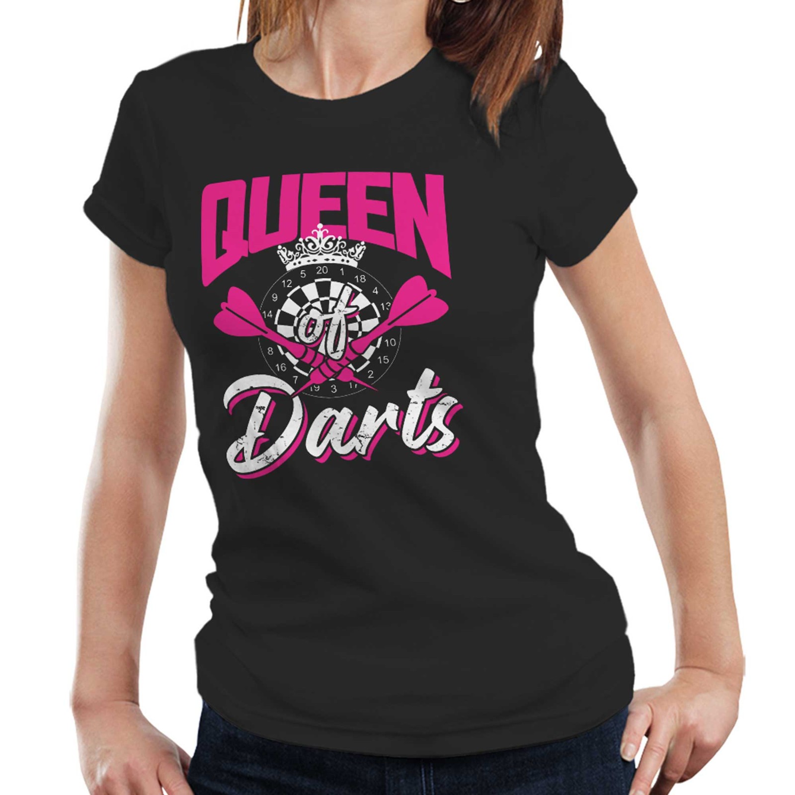Queen Of Darts Tshirt Unisex & Semi Fitted Ladies Bullseye Oche Arrows 180