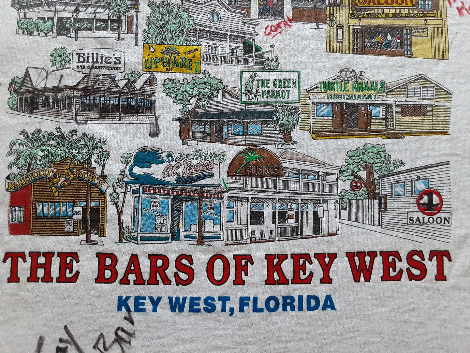 Bars of Key West Florida T Shirt Adult L – Bartender Signed – Delta Pro Weights