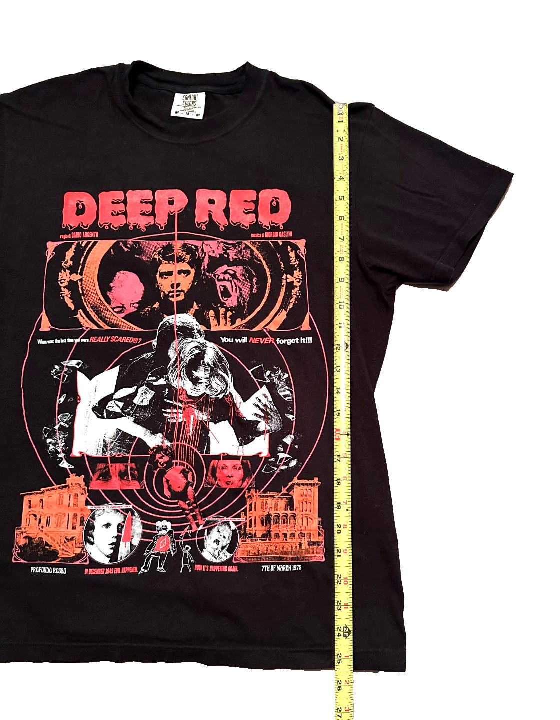 Deep Red (1975) Movie Graphic M Black T-Shirt Horror Argento Profundo Goblin