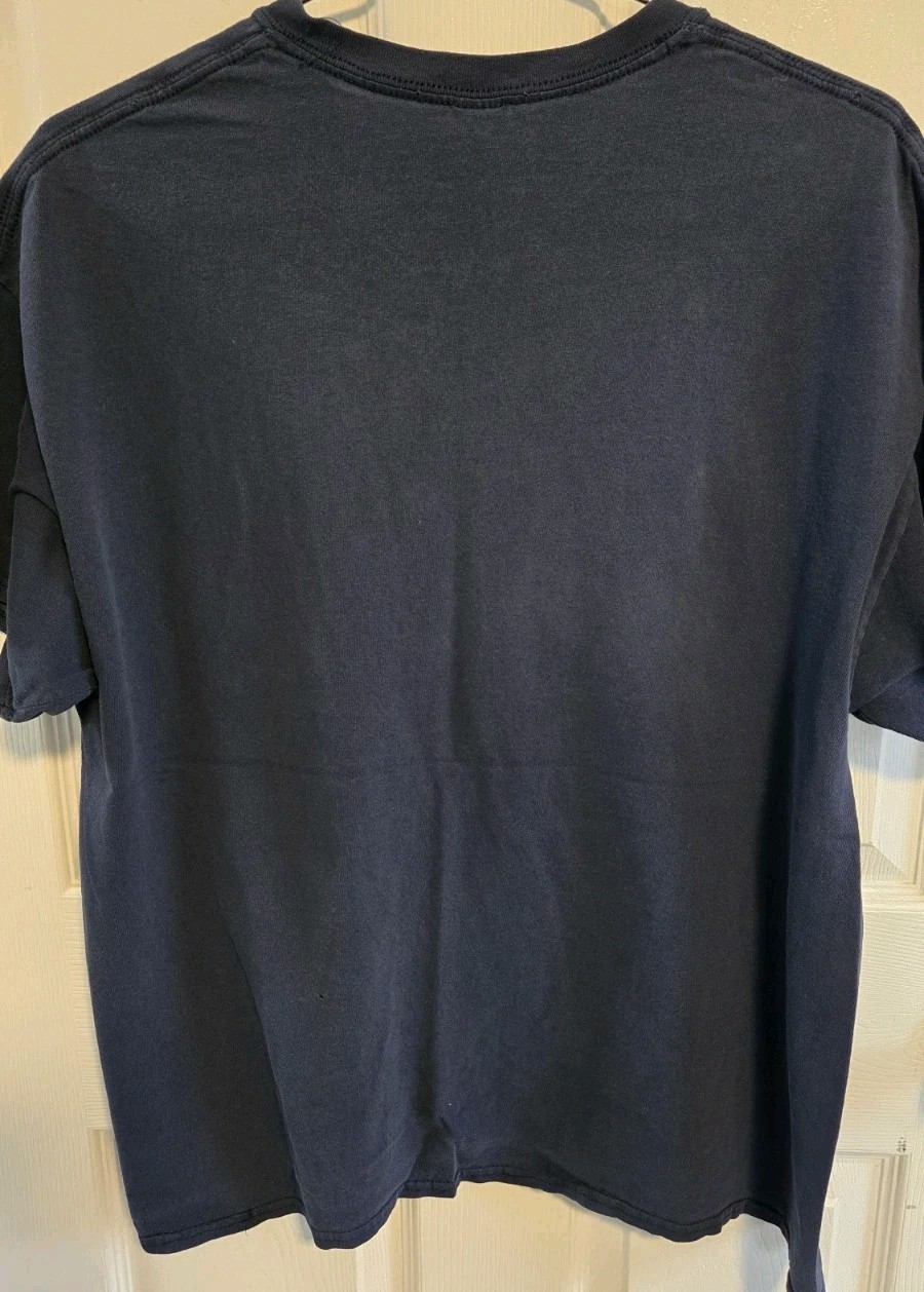 Wolf Graphic T Shirt Mens XL Navy Neon Eyes Koocanusa Resort Montana Tee Nature
