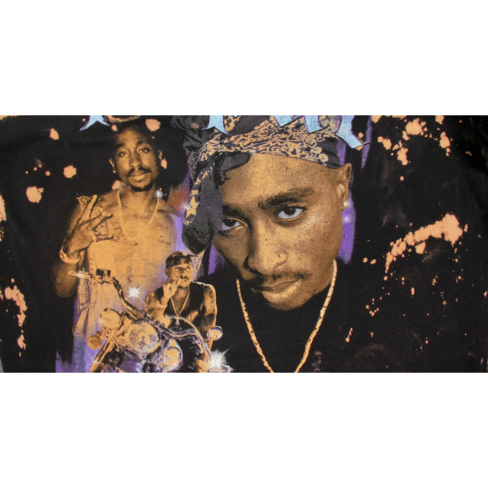 2Pac Mens T-Shirt All Eyez On Me Bleached Tie Dye Graphic Large