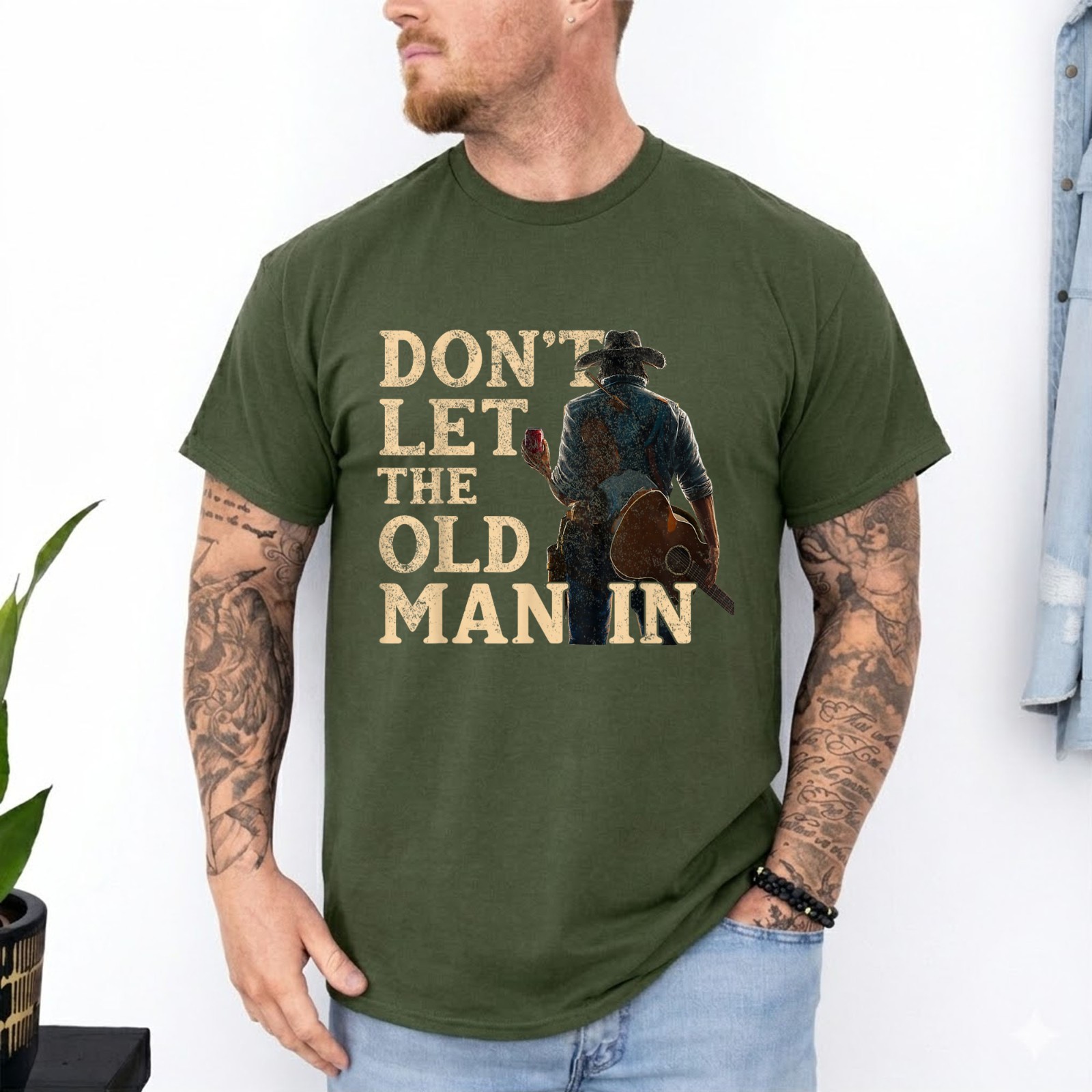Don&rsquo;t Let The Old Man in Man Cowboy T-Shirt
