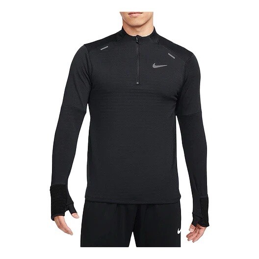 Nike Men’s Sport Logo Solid Color Stand Collar L/S Therma Fit Shirt DD5663-010 L