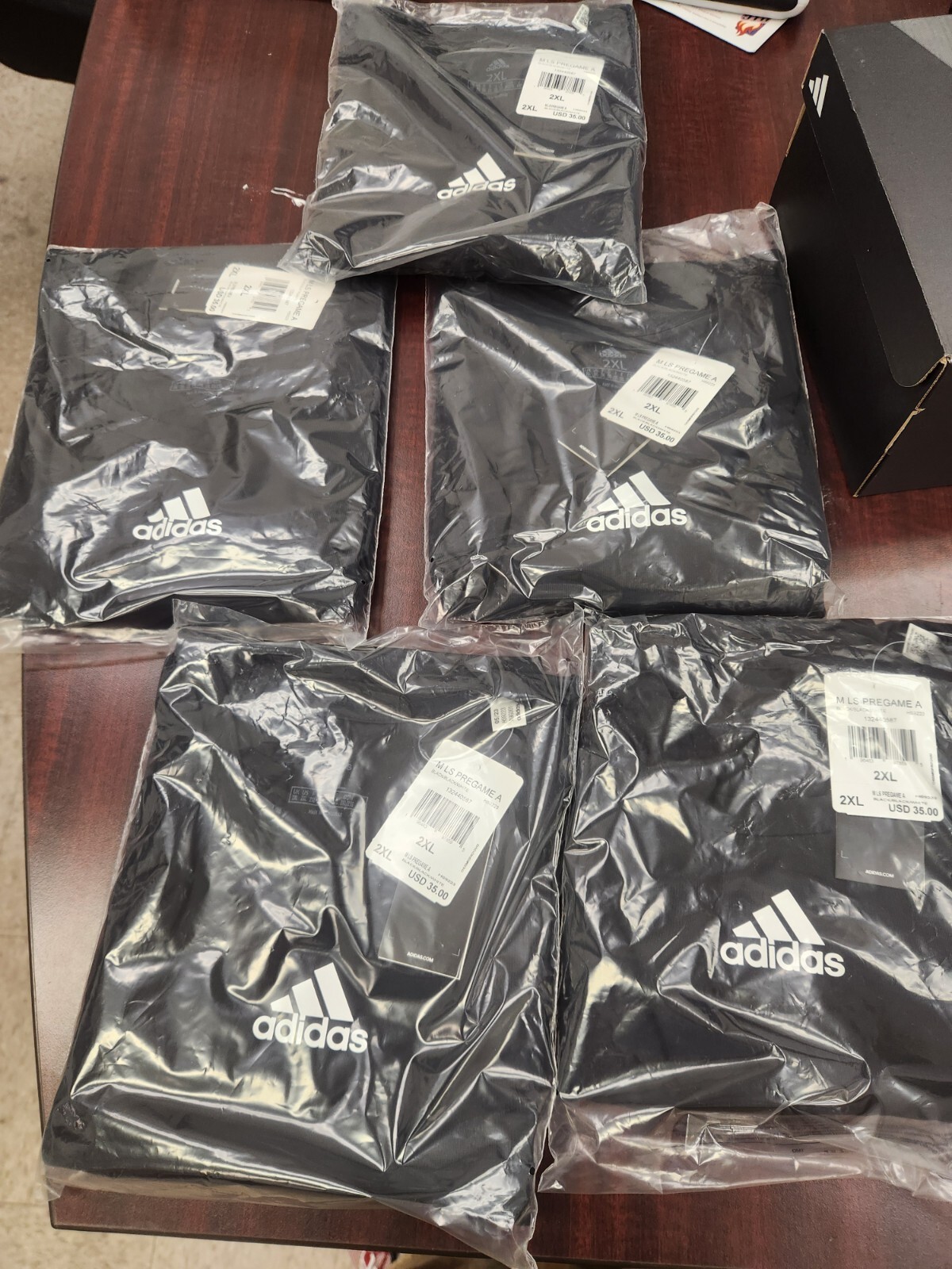 Adidas Men&rsquo;s Pregame Long Sleeve. Lot Of 5. Size 2xl. New In Bag. Retails At $35