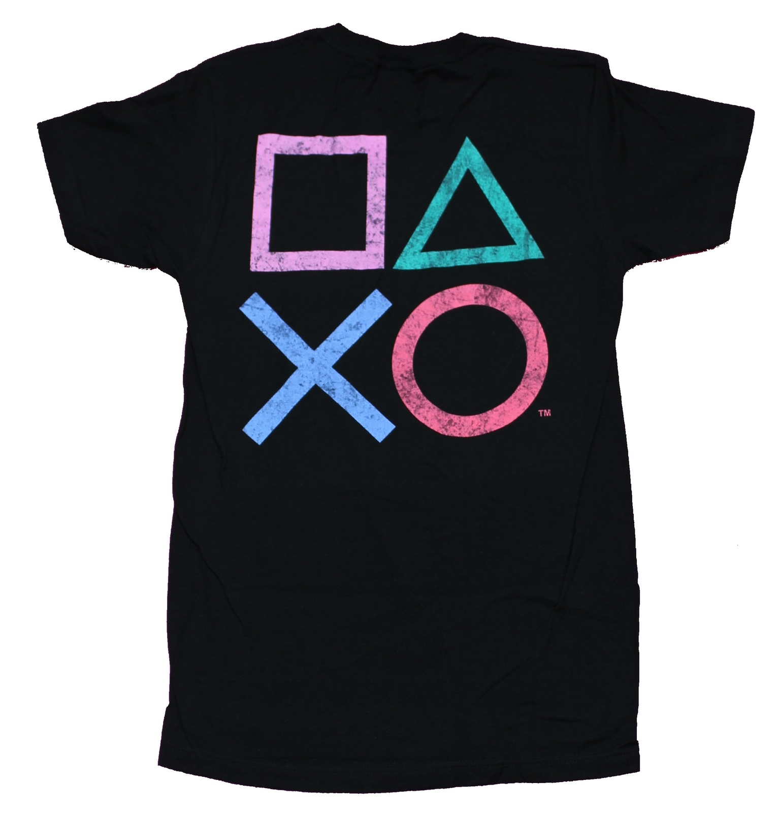 PlayStation Mens T-Shirt – Lapel Logo Button Symbols Back