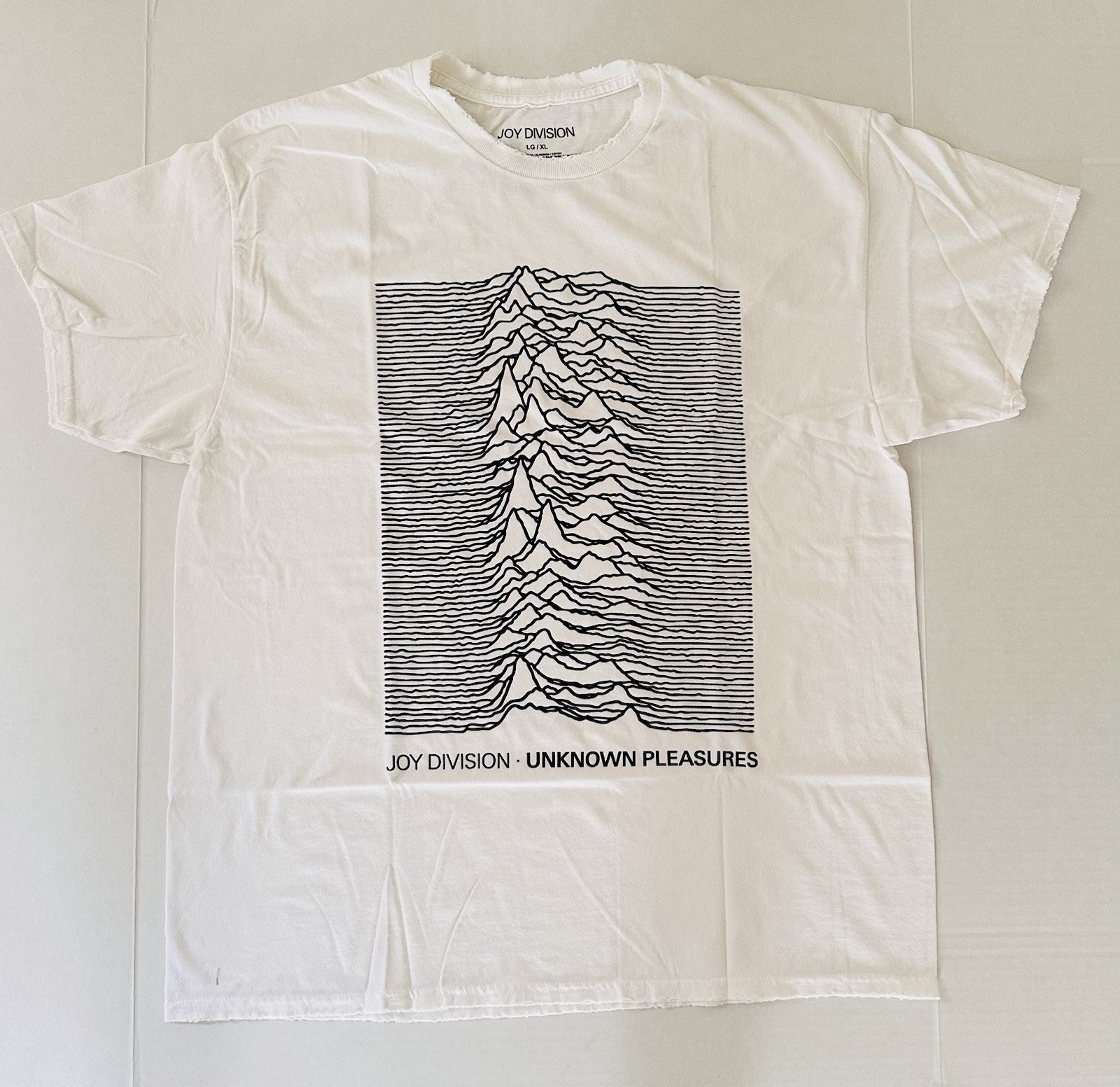 Joy Division Unknown Pleasures Distressed White T-Shirt New